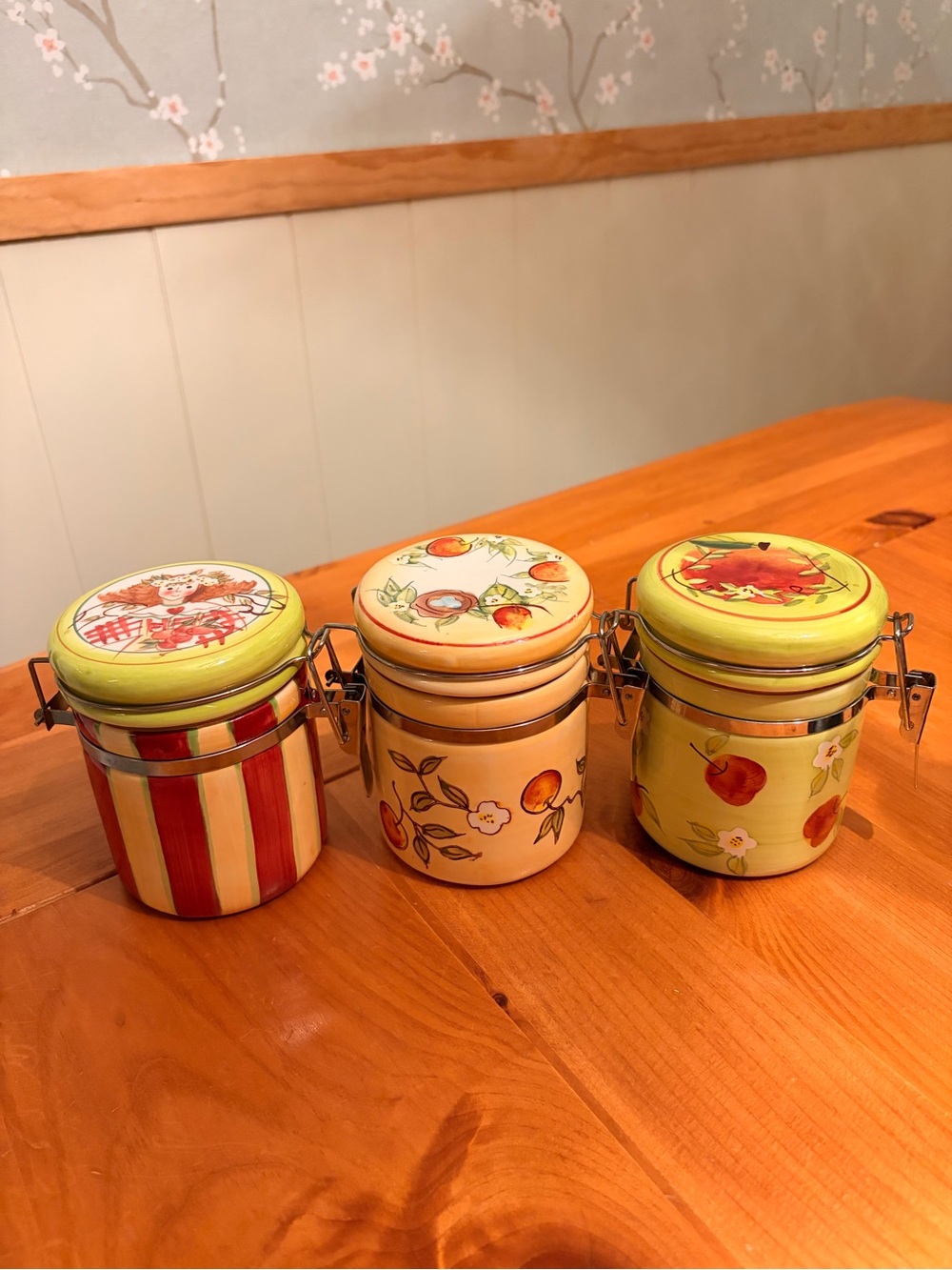 Vintage Susan Winget ceramic canister set of 3!